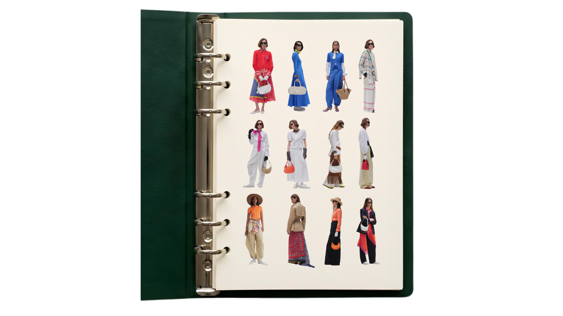 Stylist binder page of styled looks
