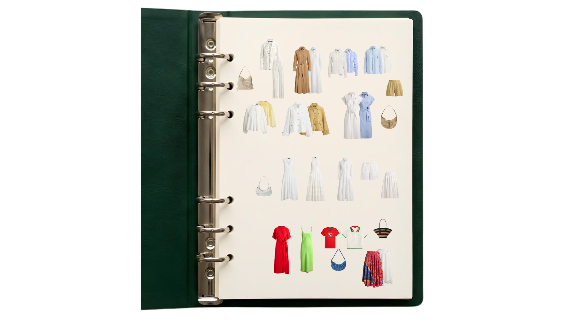 Stylist binder page of Ralph Lauren product assortment