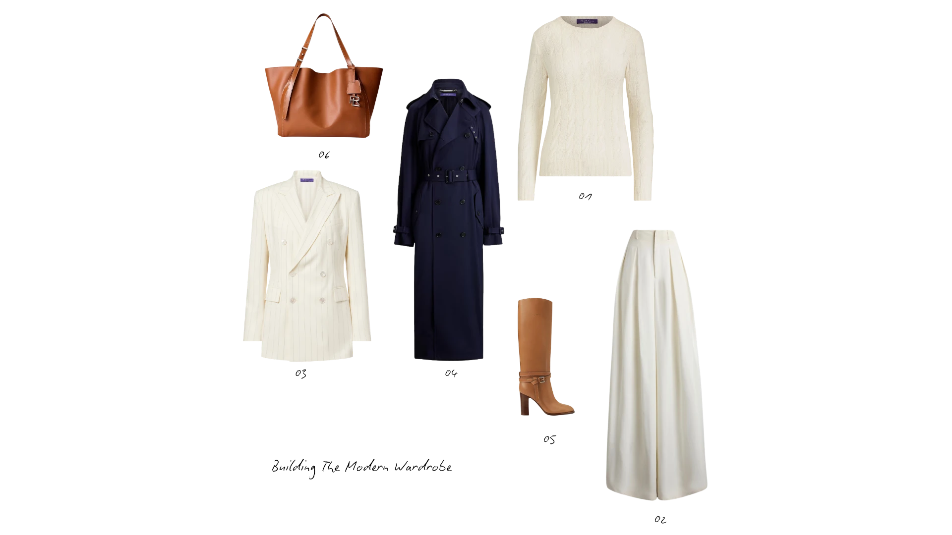 Building the modern wardrobe, numbered product breakdown